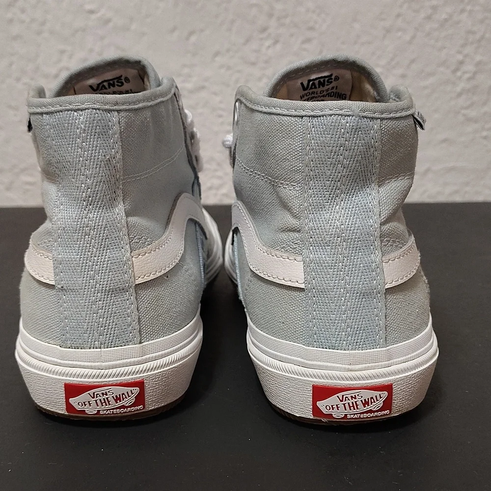 Vans Sneakers Mens Size 6 High Top Light Blue Suede/Canvas Skater Shoes Pop Cush - Picture 10 of 12